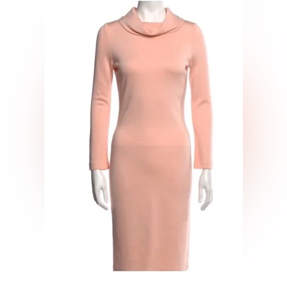 St. John Pink Cowl Neck Sheath Dress Size 12 - Picture 1 of 8